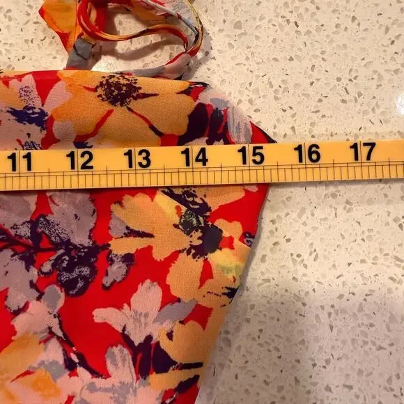 Lulus Ruby Red Floral Print Chiffon Maxi Dress XS Wedding Feminine Date Night - Picture 7 of 7